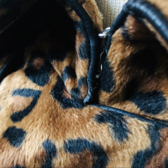 Betsey Johnson Leopard Print Faux Fur trench coat Sz m - Picture 13 of 16